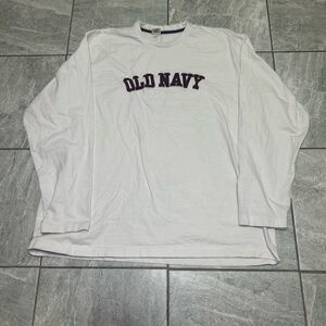 Y2K Old Navy White Logo Long Sleeve Tee Men’s XXL